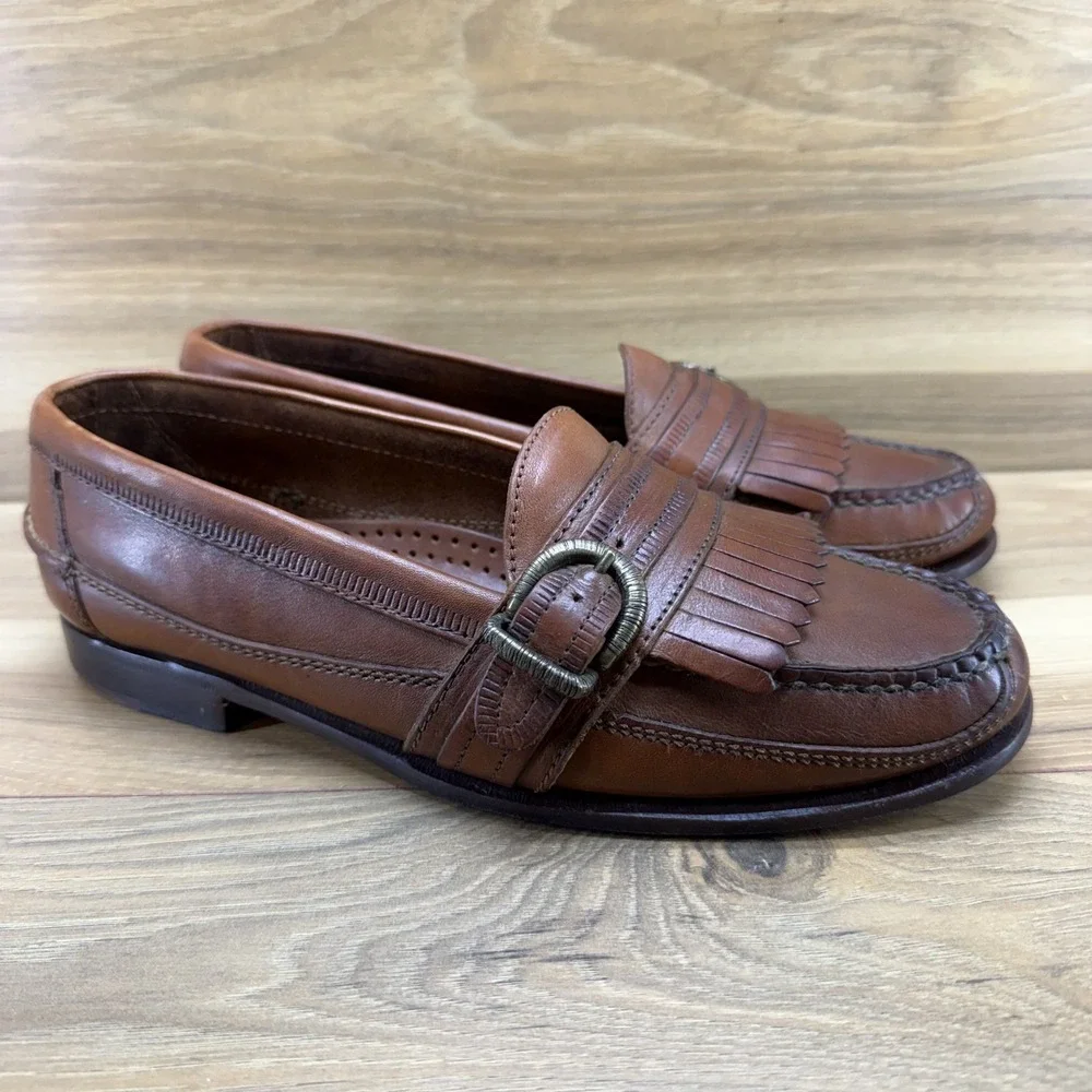 Cole Haan Country Handsewn Mens Buckle Loafers 9 D Brown Moc Toe Kiltie Casual